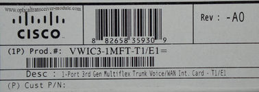 1 PORT T1/E1 MULTIFLEX TRUNK Modules de routeur Cisco Carte d'interface personnalisée VWIC3-1MFT-T1E1 prend en charge les applications de voix et de données sur la plateforme de la série Cisco ISR 2 1900/2900/3900