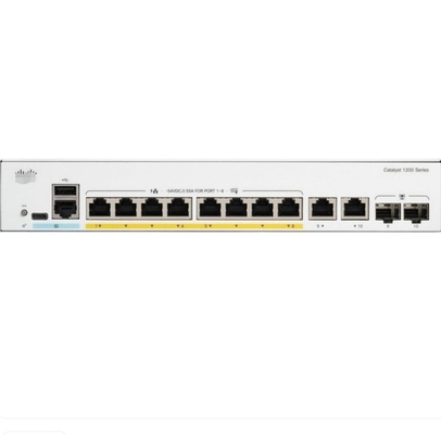 C1200-8P-E-2G Cisco Switches 8x 10/100/1000 PoE + Ports avec un budget de puissance de 67 W 2x Ports combinés Gigabit Copper / SFP, montés sur rack