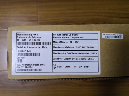 Téléphone IP Cisco 8841 CP-8841-K9 avec écran LCD 800x480 et 2 ports Ethernet