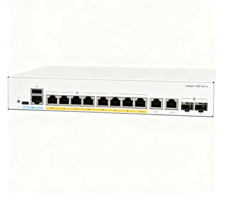 C1200-8FP-2G Ports montables en rack, budget énergétique de 120W, 2 ports combo Gigabit cuivre/SFP 1000, SNMP C1200-8FP-2G