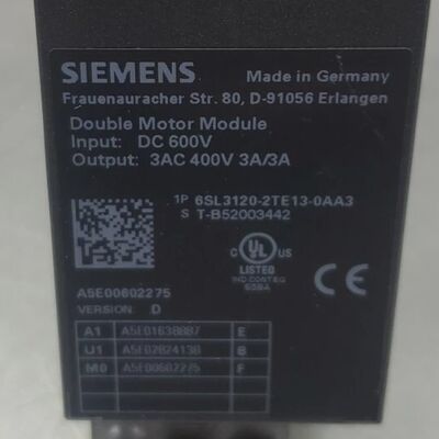 Module moteur double SINAMICS S120 6SL3120-2TE13-0AA3 (entrée DC 600 V, sortie 3AC 400 V 3A/3A, type D Booksize)