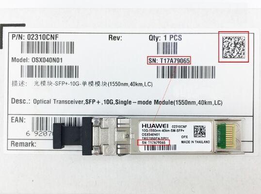 Huawei OSX040N01 SFP+ Module Transcepteur optique Ethernet 10G avec une portée de 40 km, une longueur d'onde de 1550 nm et un connecteur LC
