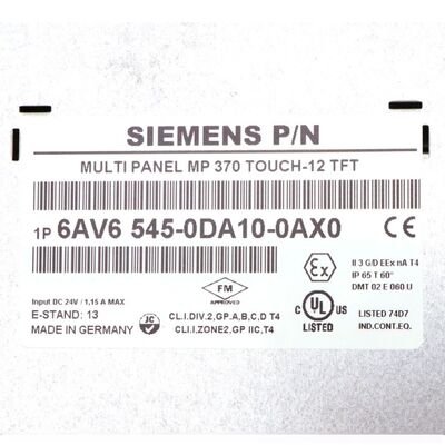 Siemens 6AV6545-0DA10-0AX0 MP370 12 écran tactile HMI 12,1" interface industrielle TFT