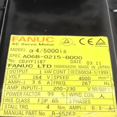 FANUC A06B-0215-B000 Servomoteur CA | Lecteur CNC AiS4/5000 TPR a1000