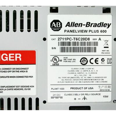 Allen-Bradley 2711PC-T6C20D8 PanelView Plus 6 Compact 600 HMI Terminal écran tactile Ethernet RS232